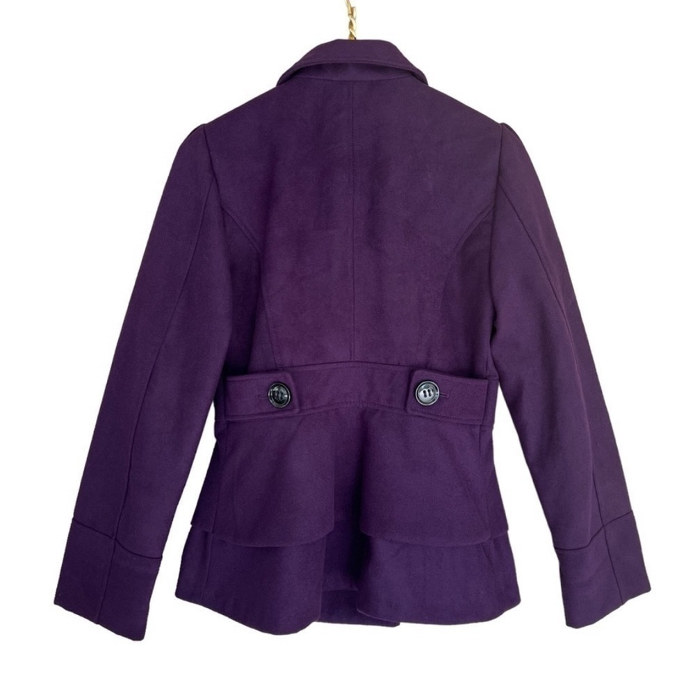 Honee Purple Double Breasted Peacoat Jacket Tailored Peplum Size Small - Picture 3 of 9